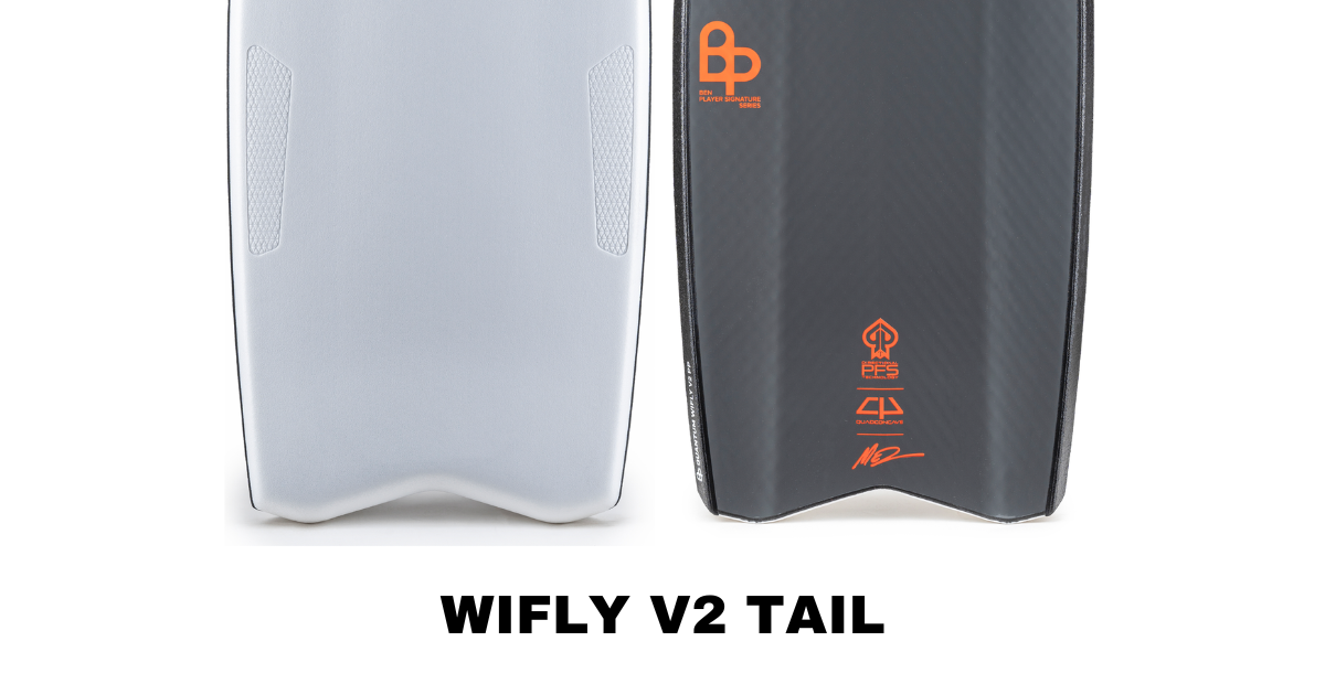 The bottom half of a WIFLY V2 tail bodyboard is shown and labeled.