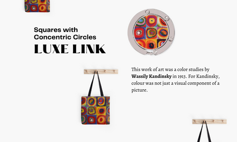 This work of art was a color studies by Wassily Kandinsky in 1913 Luxe link purse hook
