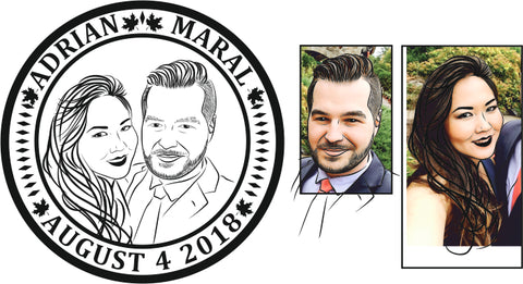 Custom wedding coin outlining process