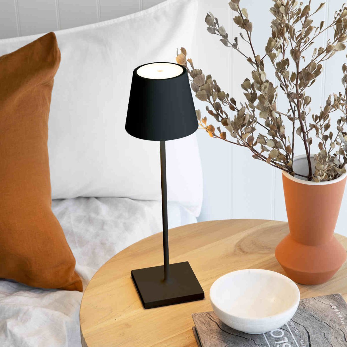 black round table lamp