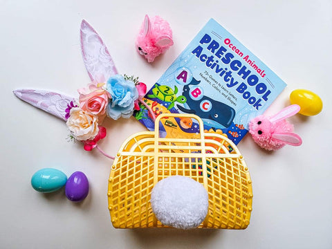 Easter basket with ocean book