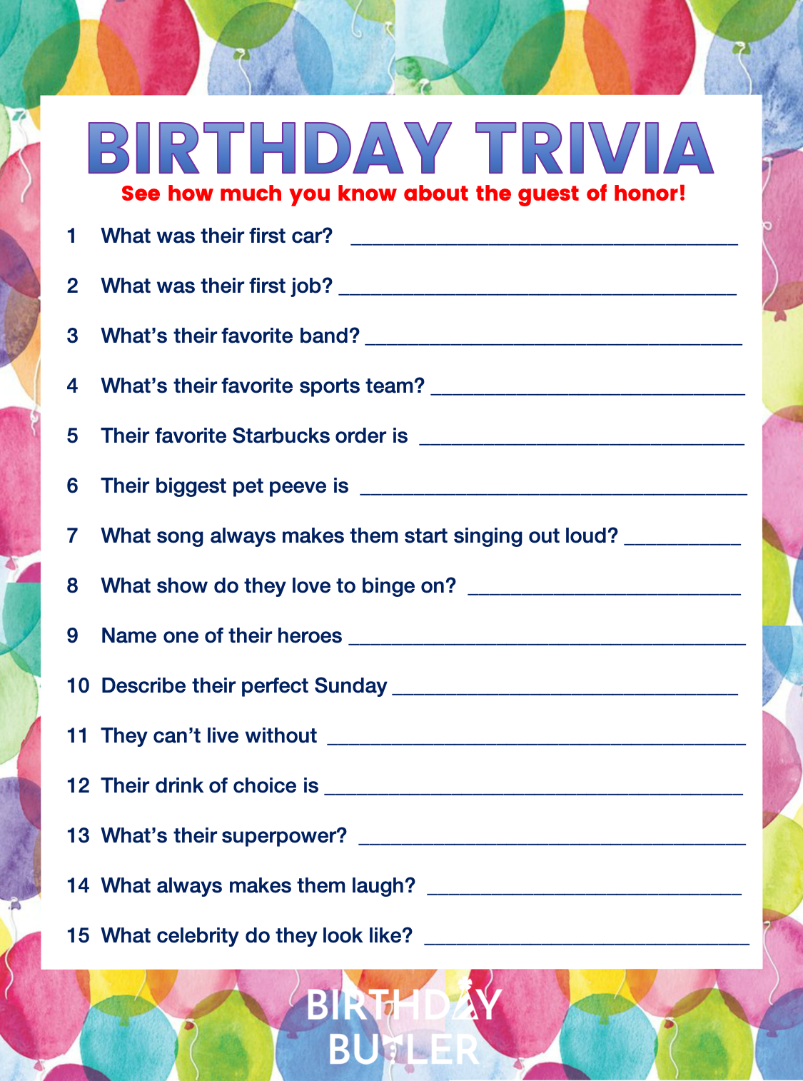 ADD OOMPH TO YOUR PARTY WITH BIRTHDAY TRIVIA Birthday Butler