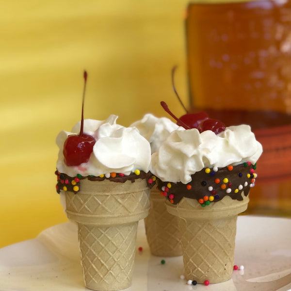 Bourbon ice cream cones for an adult birthday butler