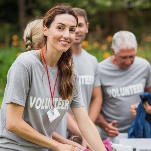 woman volunteers in community for 50th birthday