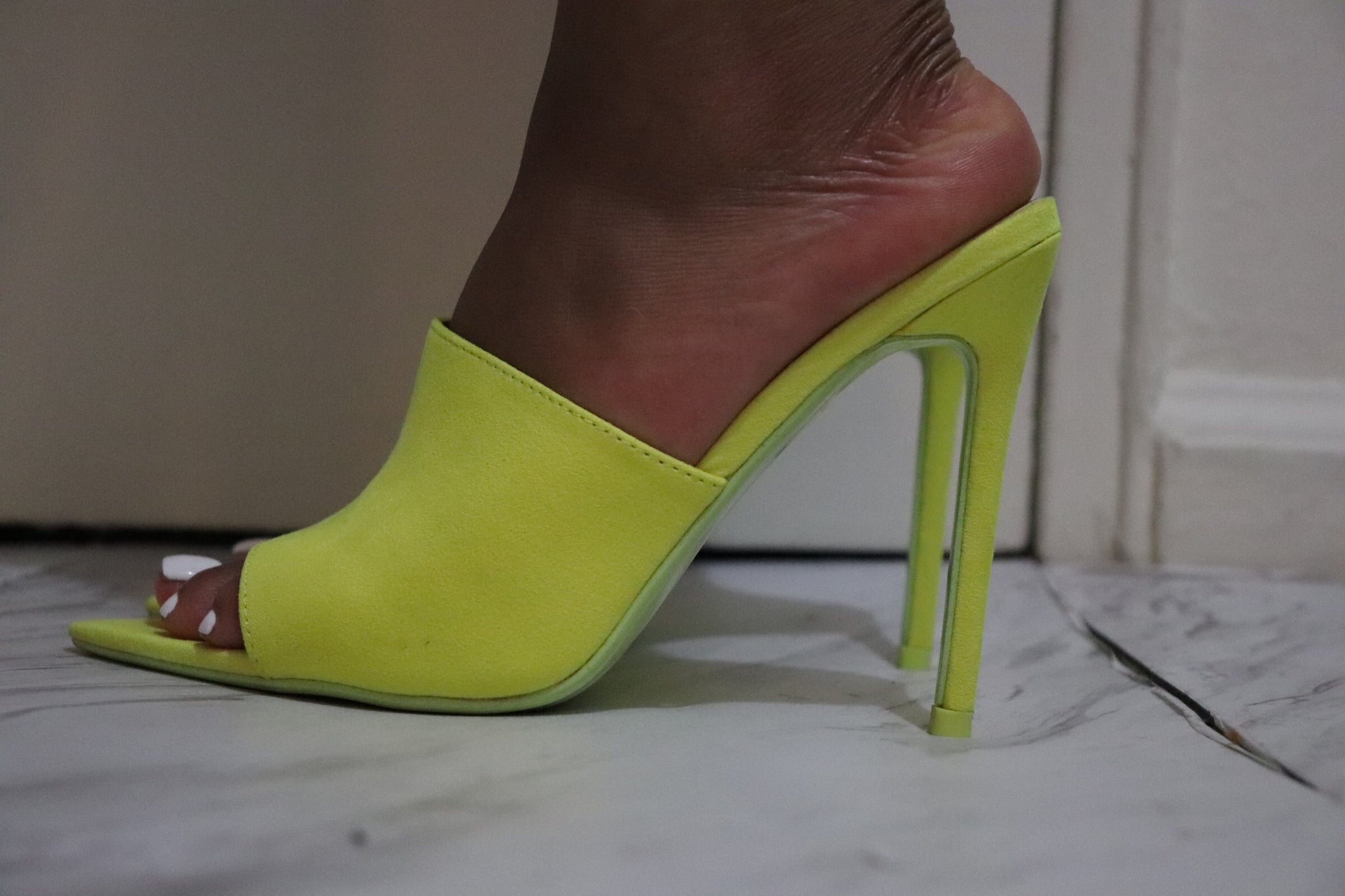 lime green mule heels