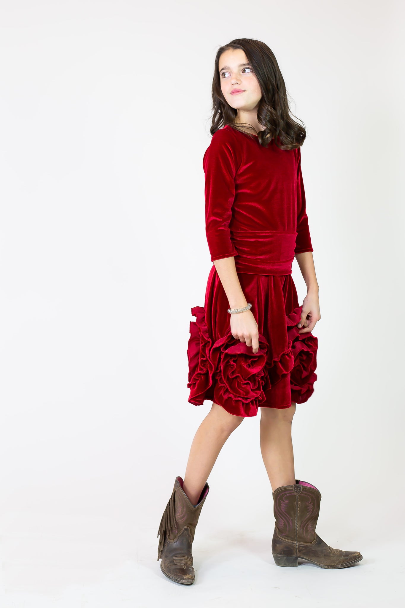 Holiday Red Velvet Boots Dress Presale Pixie Girl