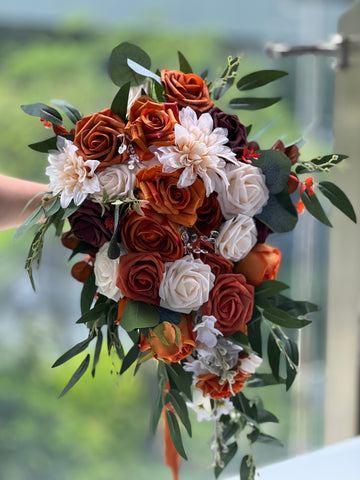 Terracotta Cascading Bridal Bouquet