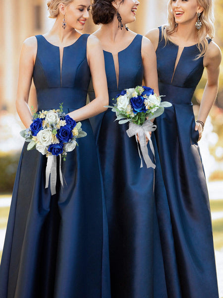 Sapphire Blue Artificial Bridesmaid Bouquets