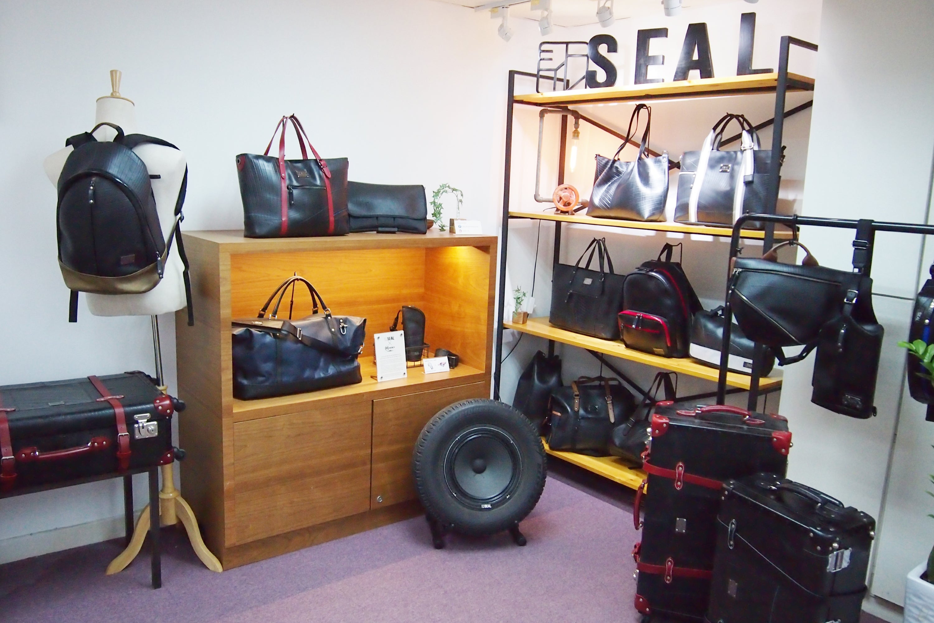SEAL recycled Tire Tube Bag Hong Kong Showroom