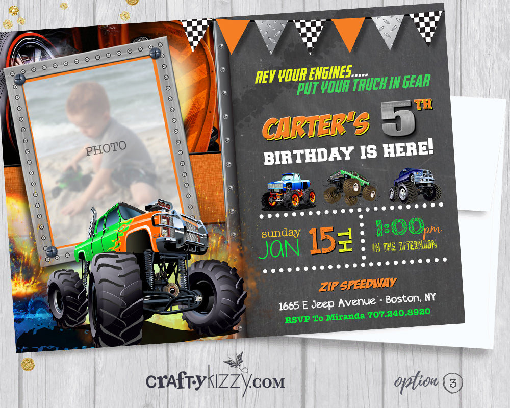 Monster Truck Birthday Invitation - Off-Roading Birthday Party