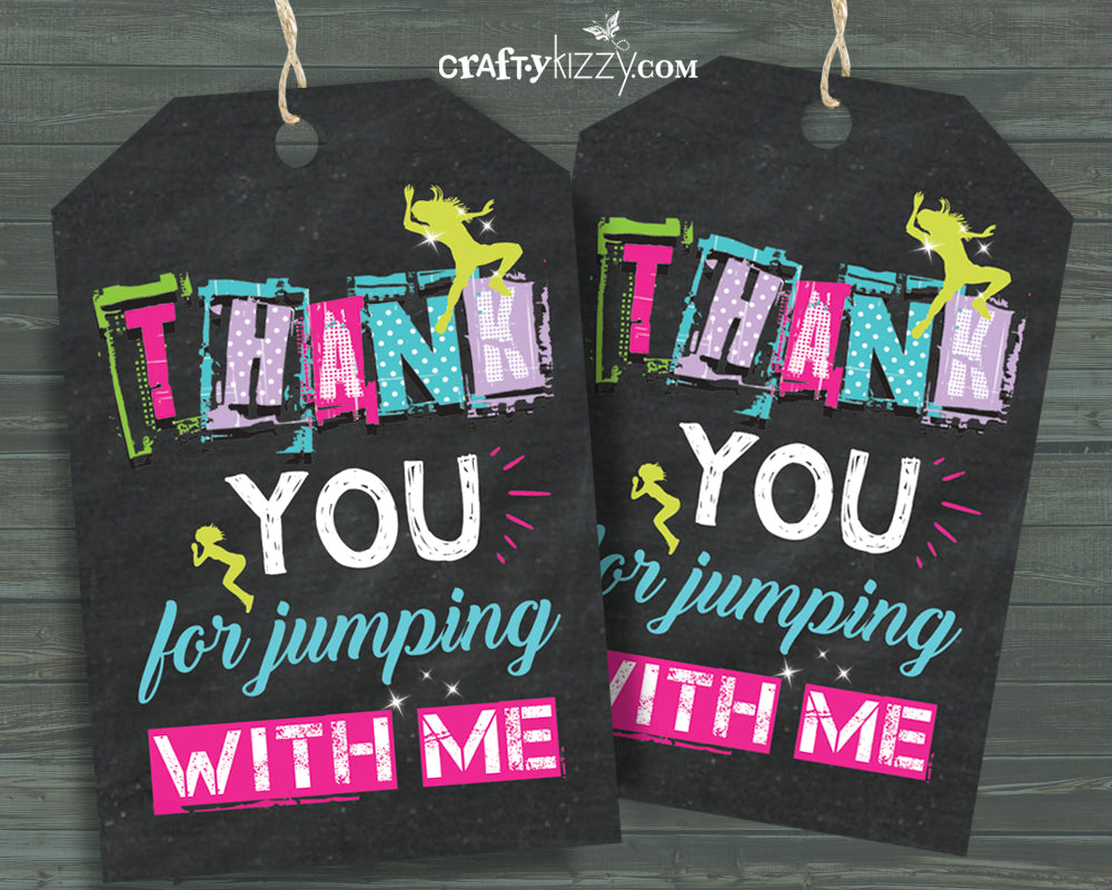 Trampoline Thank You Favor s Jump Party Favors Bounce Ins Craftykizzy