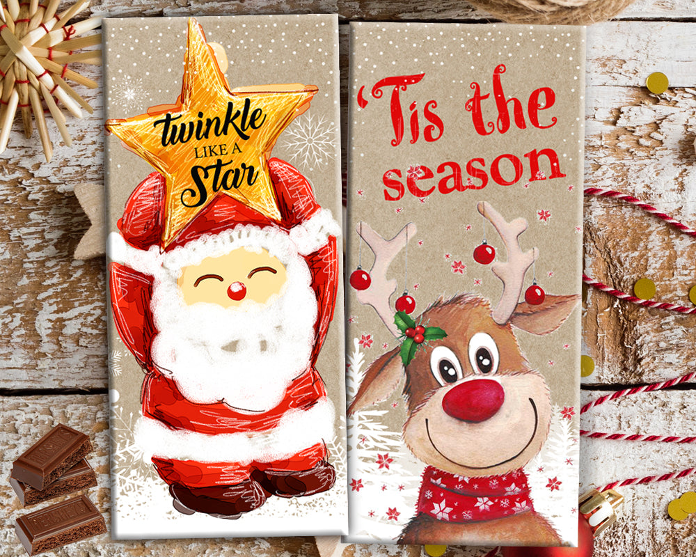 Christmas Chocolate Bar Wrapper Printable Favors - Tis The ...