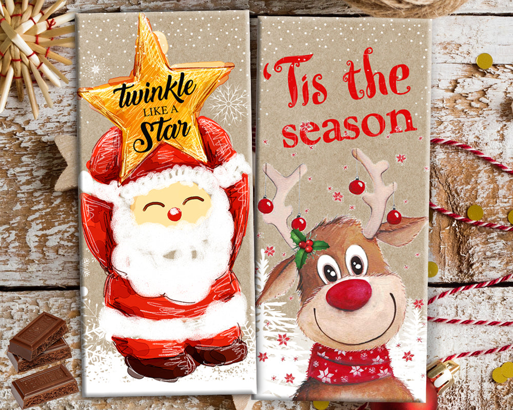 Christmas Chocolate Bar Wrapper Printable Favors Tis The Season Hers Craftykizzy