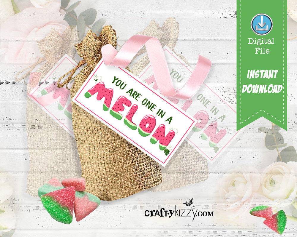 Download Watermelon Favor Tag One In A Melon Thank You Tag Watermelon Birth Craftykizzy