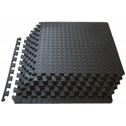 Eva 50 x 50cm Black Solid Interlock Foam Mats - 4 Pack - Bunnings Australia