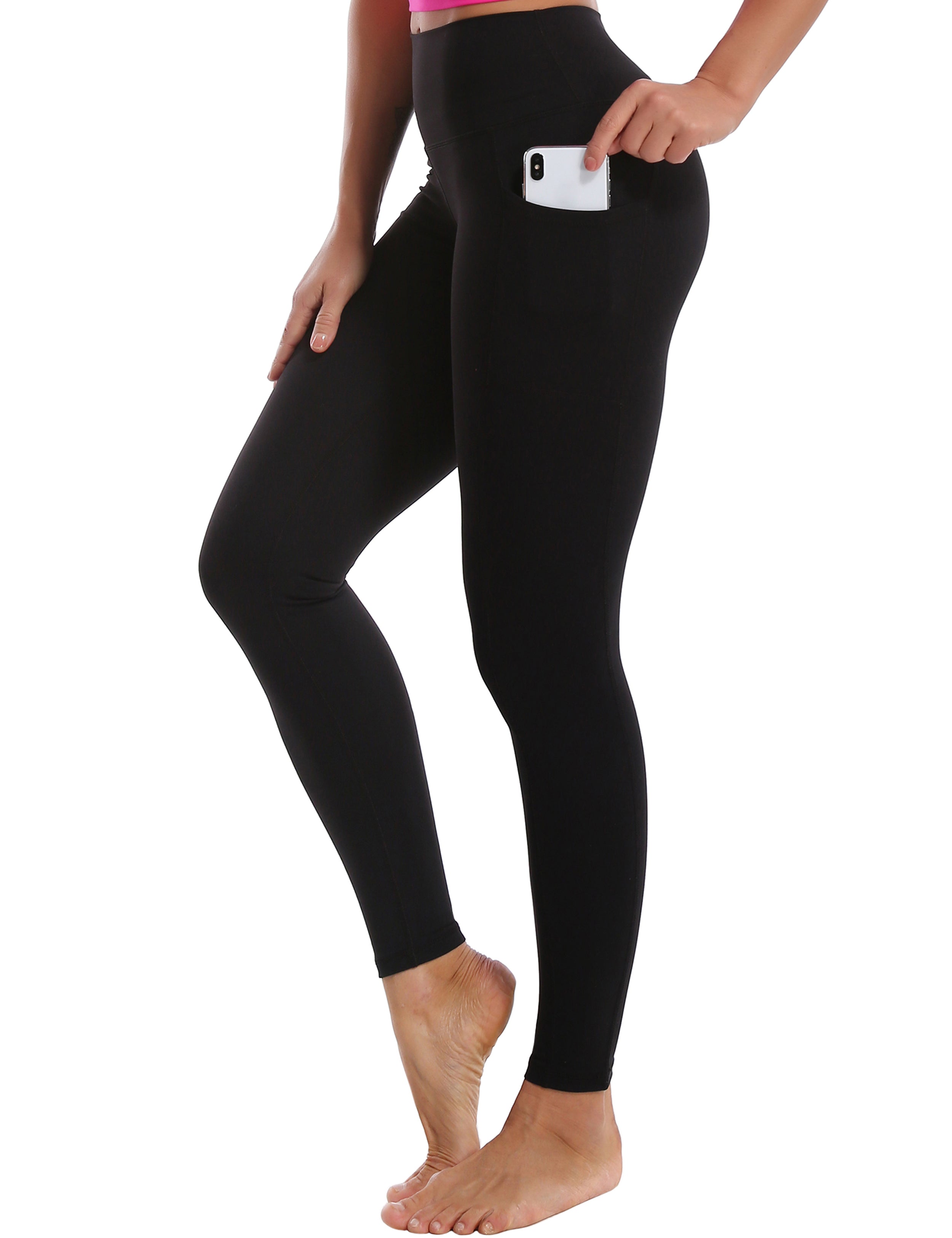 High Waisted Yoga Pants 7/8 Length Leggings with Pockets black_yoga –  bubblelime