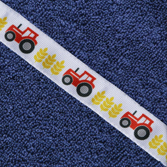 Children's navy blue hooded towel with Red Tractor trim
