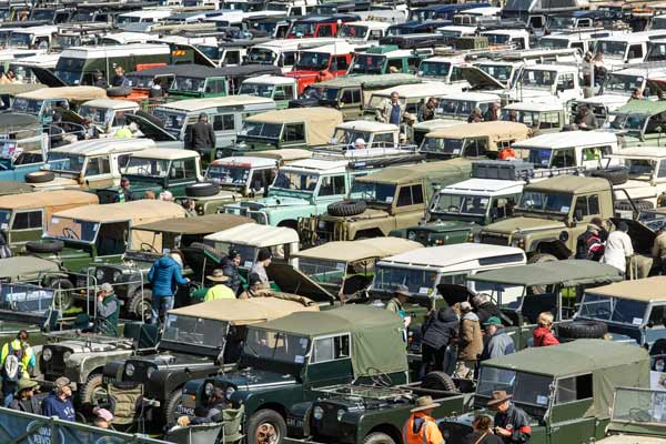 Land Rovers gathering for the 75th anniversary