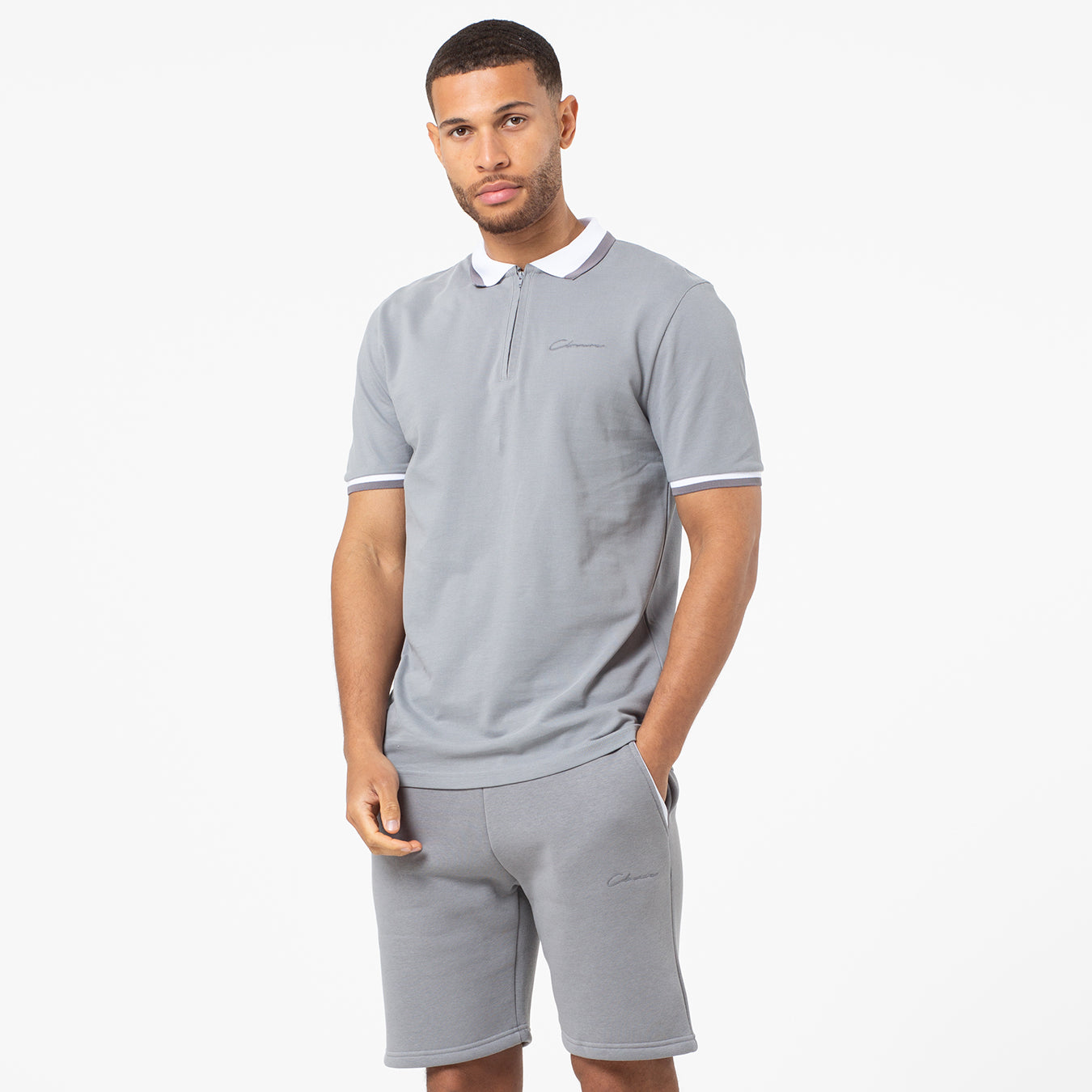 polo shirt & fleece short set