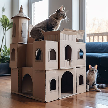 big cardboard castle for cats