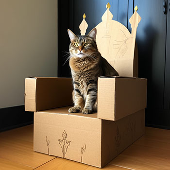 cardboard throne for king or queen cats