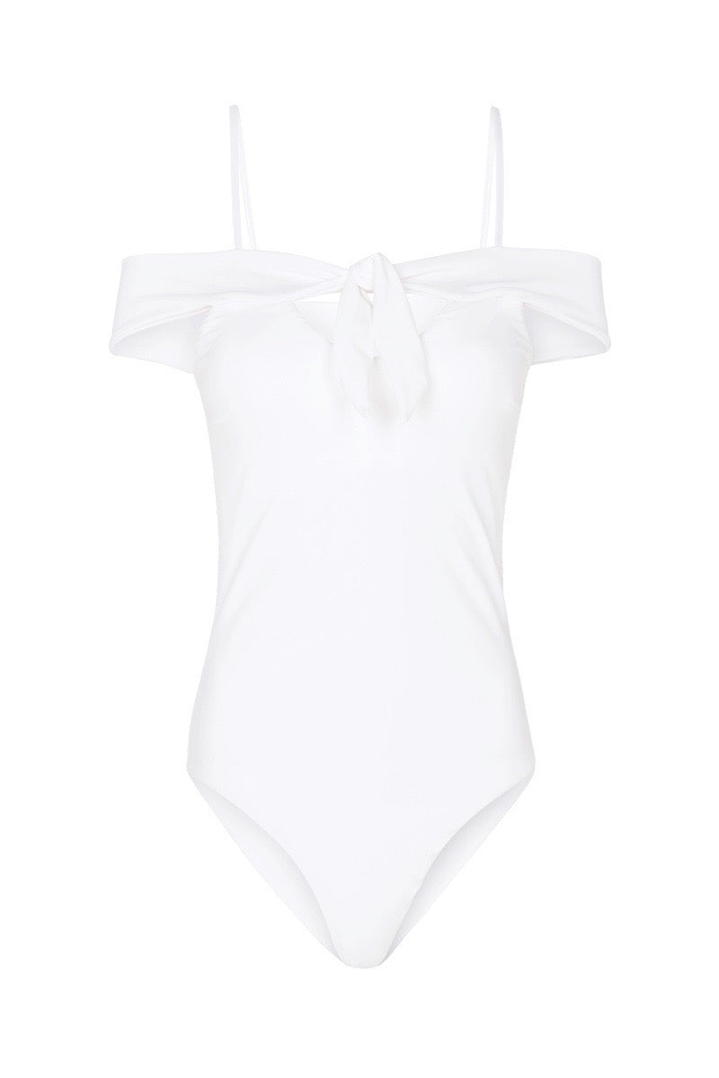 Santorini Off-Shoulder Swimsuit - White – Ete Swimwear