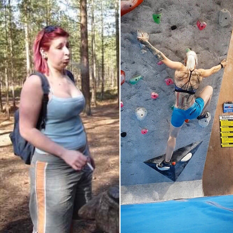 Pongoose blog - Climbing with Crohn's disease image of climber before and after