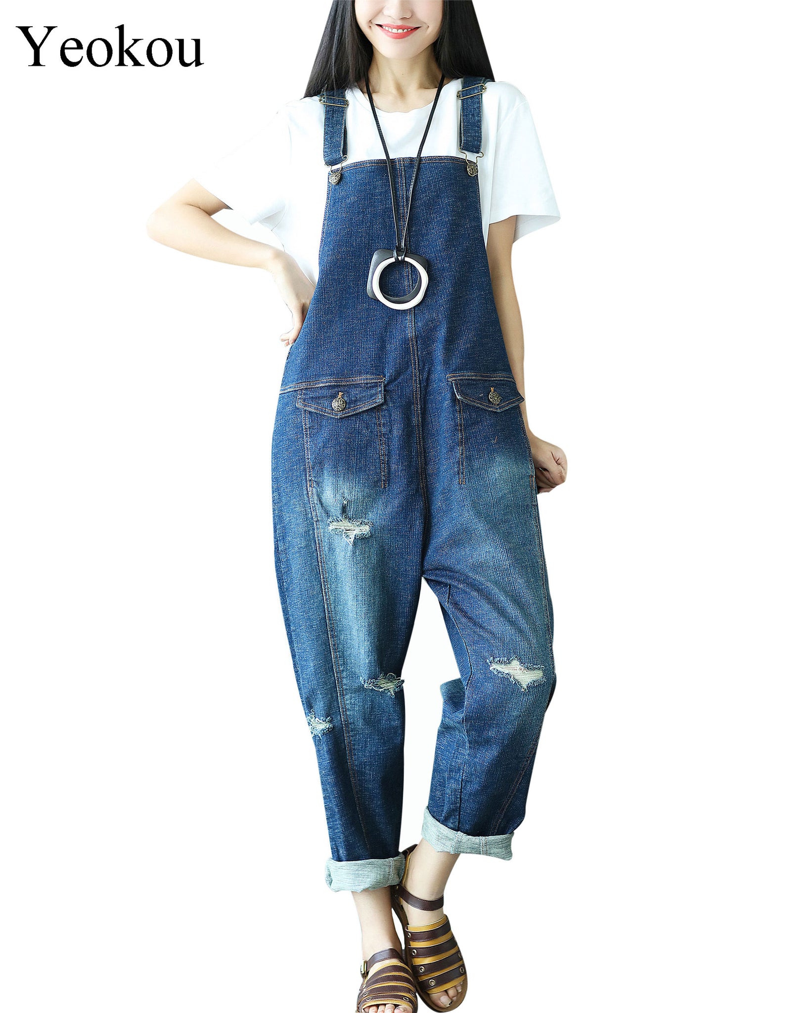 oversized denim overalls