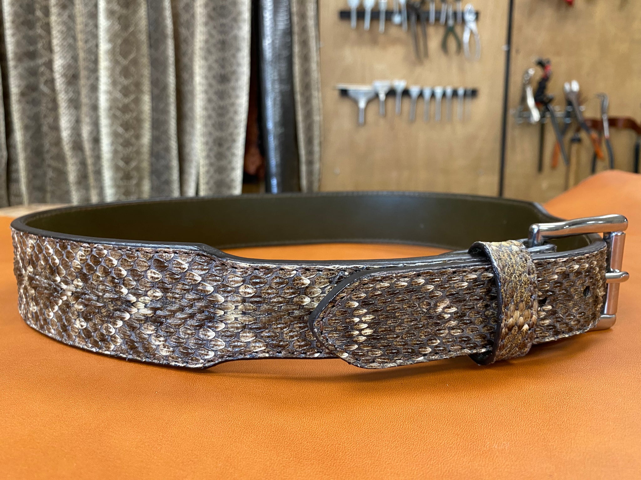 Western Taper Diamondback Rattlesnake Belt - Tannare Leather