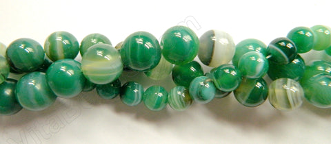 Green Sardonix Agate  -  Smooth Round Beads  16"