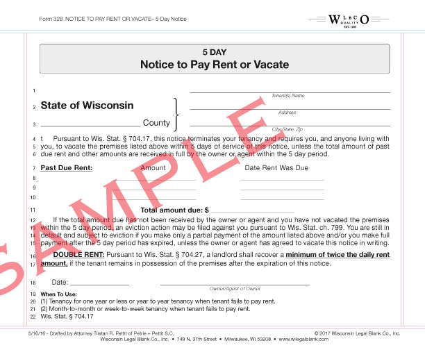 wisconsin notice of lease default letter template