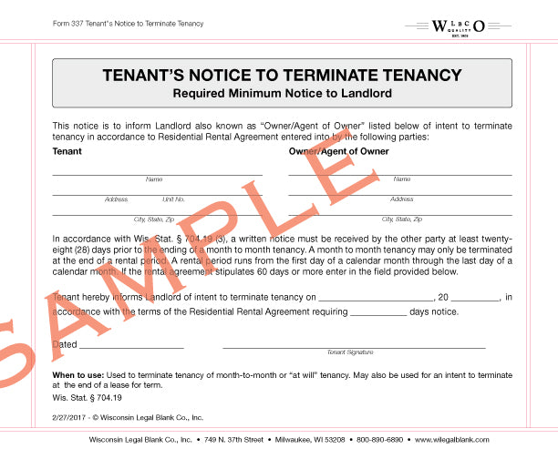 wisconsin notice of lease default letter template