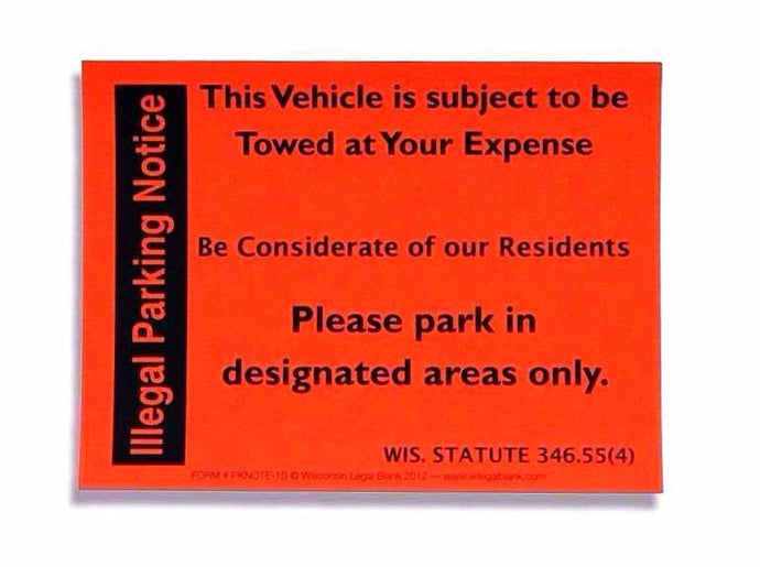 parking notice illegal sticker note legal