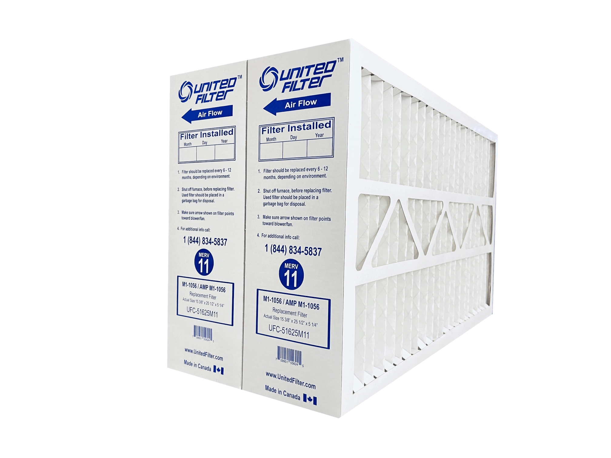 M11056 Furnace Filter 16x25x5 Merv 11 Case of 2 United Filter