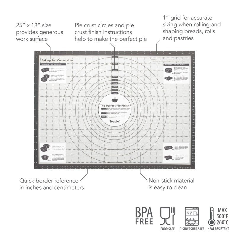 Tovolo Pro-Grade Sil 1/2 Sheet Pan Mat with Grid for Baking