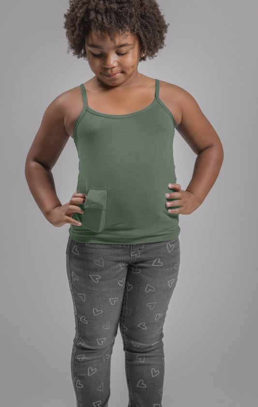 Girl's Activewear Cami Tank with Insulin Pump and Cell Phone Pockets –  Revel Wear Inc.