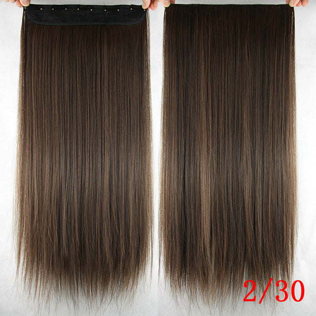 ብክሊፕ ዝስራሕ ጸጉሪ Soowee Long Straight Brown To Blonde Natural Color Women Ombre Hair High Tempreture Synthetic Hairpiece Clip In Hair Extensions