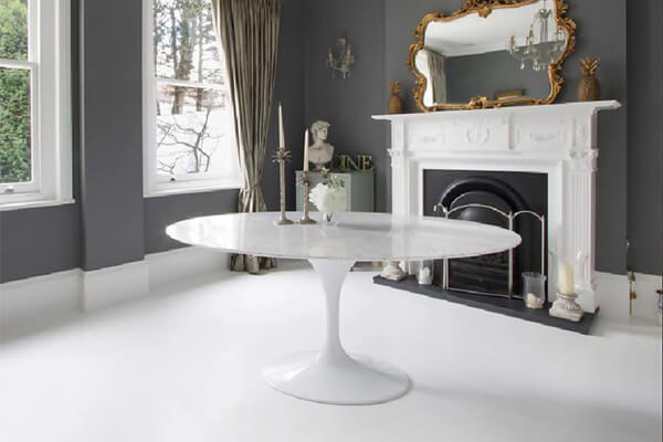 White Carrara Marble Tulip Dining Table - Oval