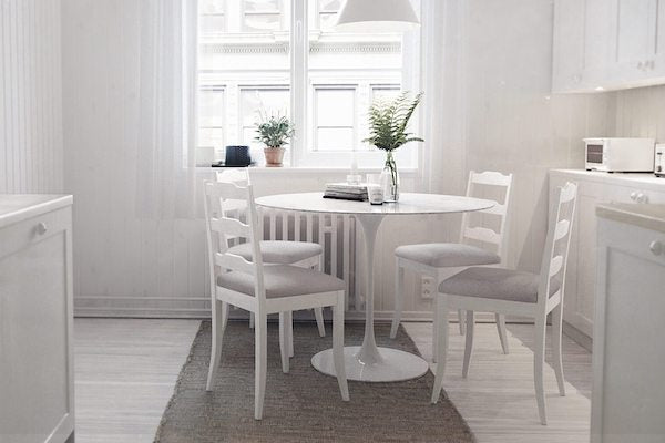 White Carrara Marble Tulip Dining Table - Round