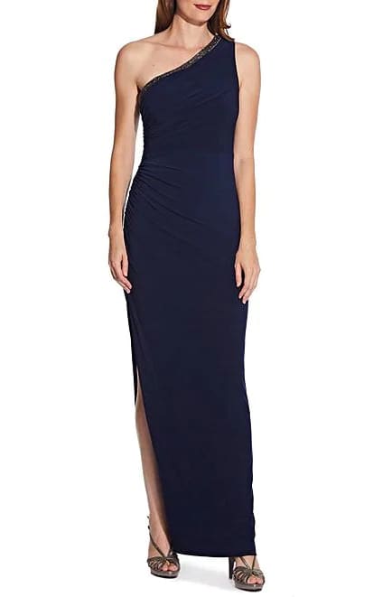 Aidan Mattox - Stretch Crepe Bow Off Shoulder Column Dress