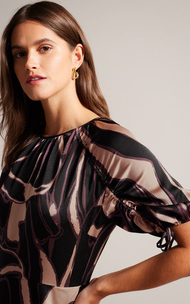 Ted Baker - Gilliaa Printed Mini Fit & Flare w/ Puff Sleeves