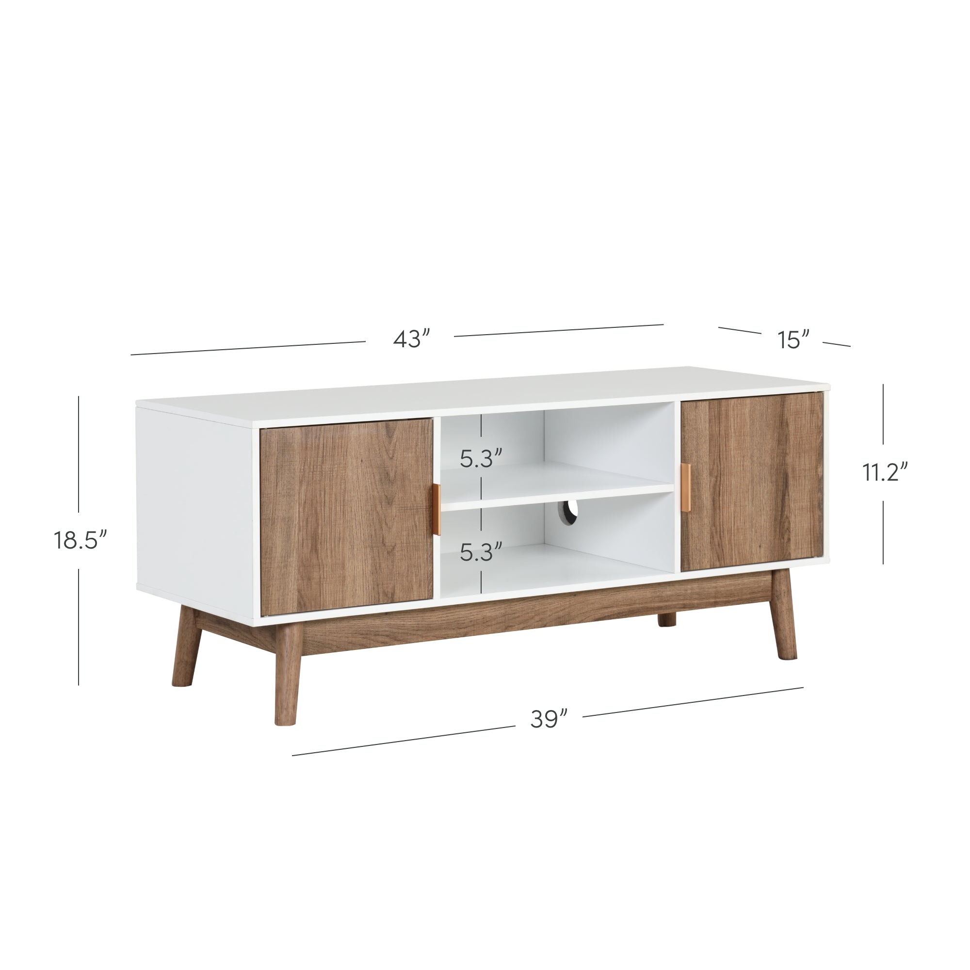 Wesley Modern White TV Cabinet with 2-Door Storage | Nathan James