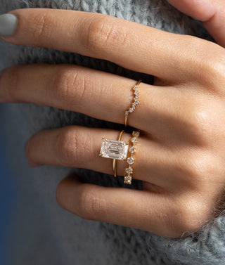 Lago - Art Deco 14K White Gold Halo Emerald Cut Diamond Engagement Rin –  Everett Jewelry