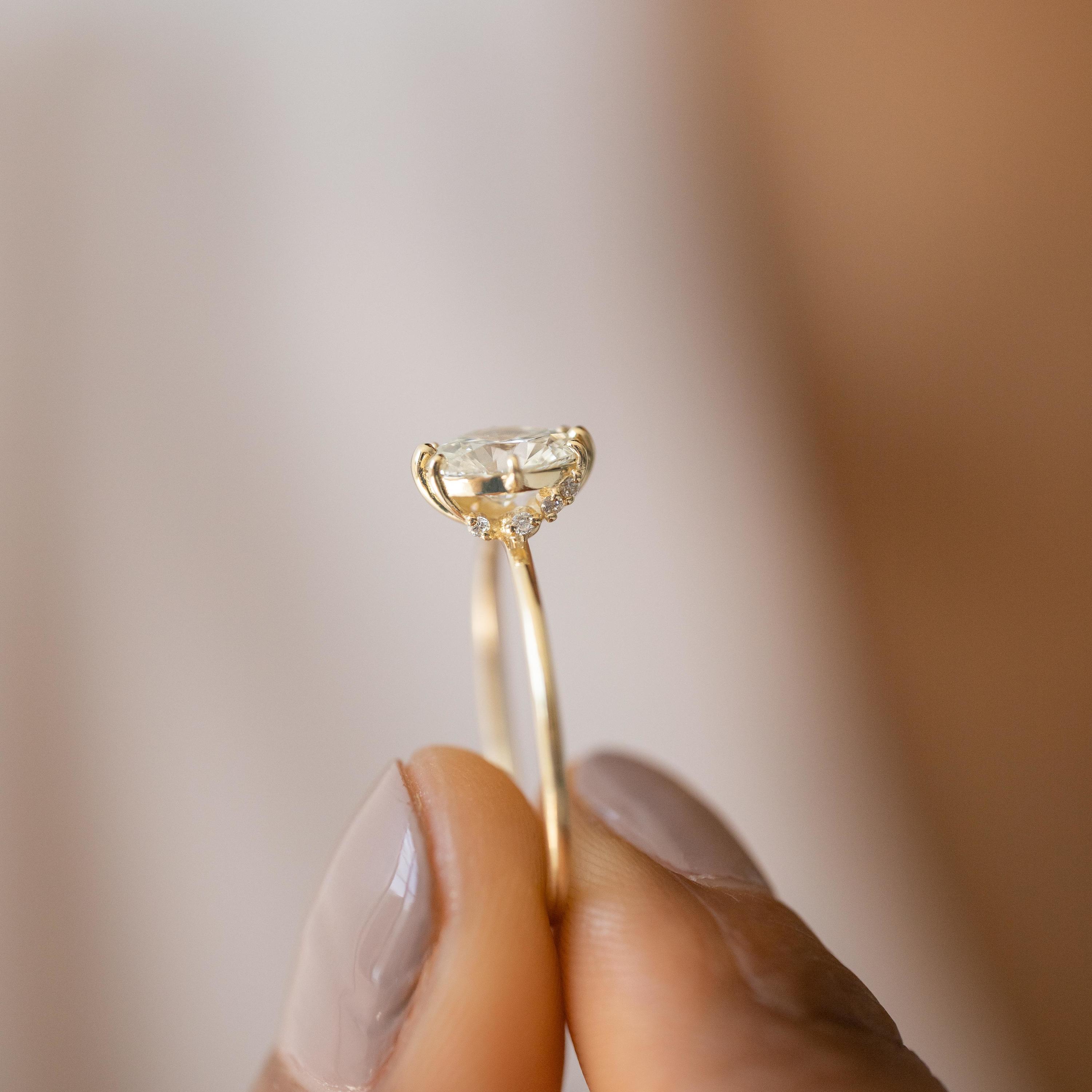 Unveiled Ring with Diamond Sweep, Oval Cut Lab-Grown Diamond