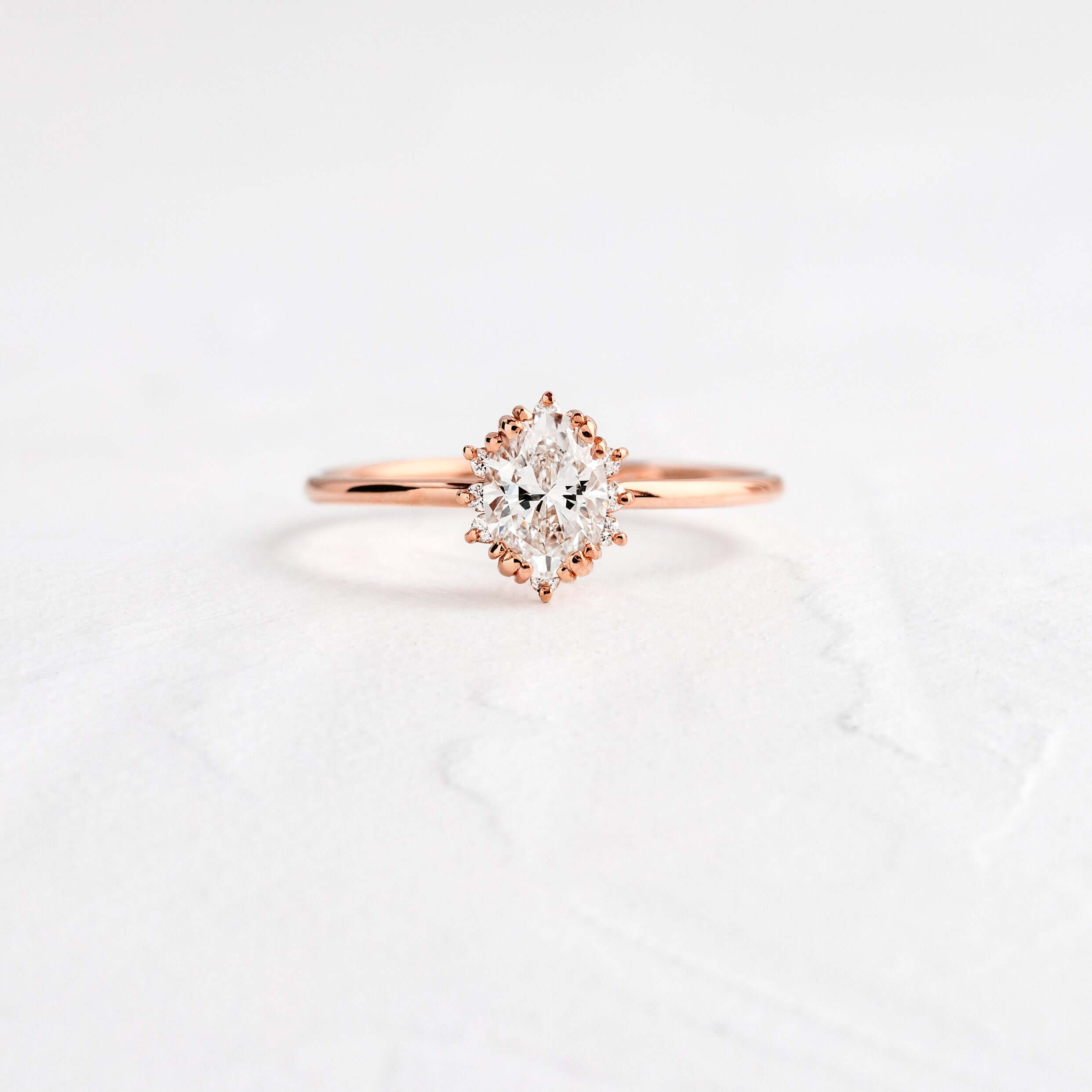 Threaded Ring with Halo, Oval Cut Diamond | Melanie Casey Fine Jewelry