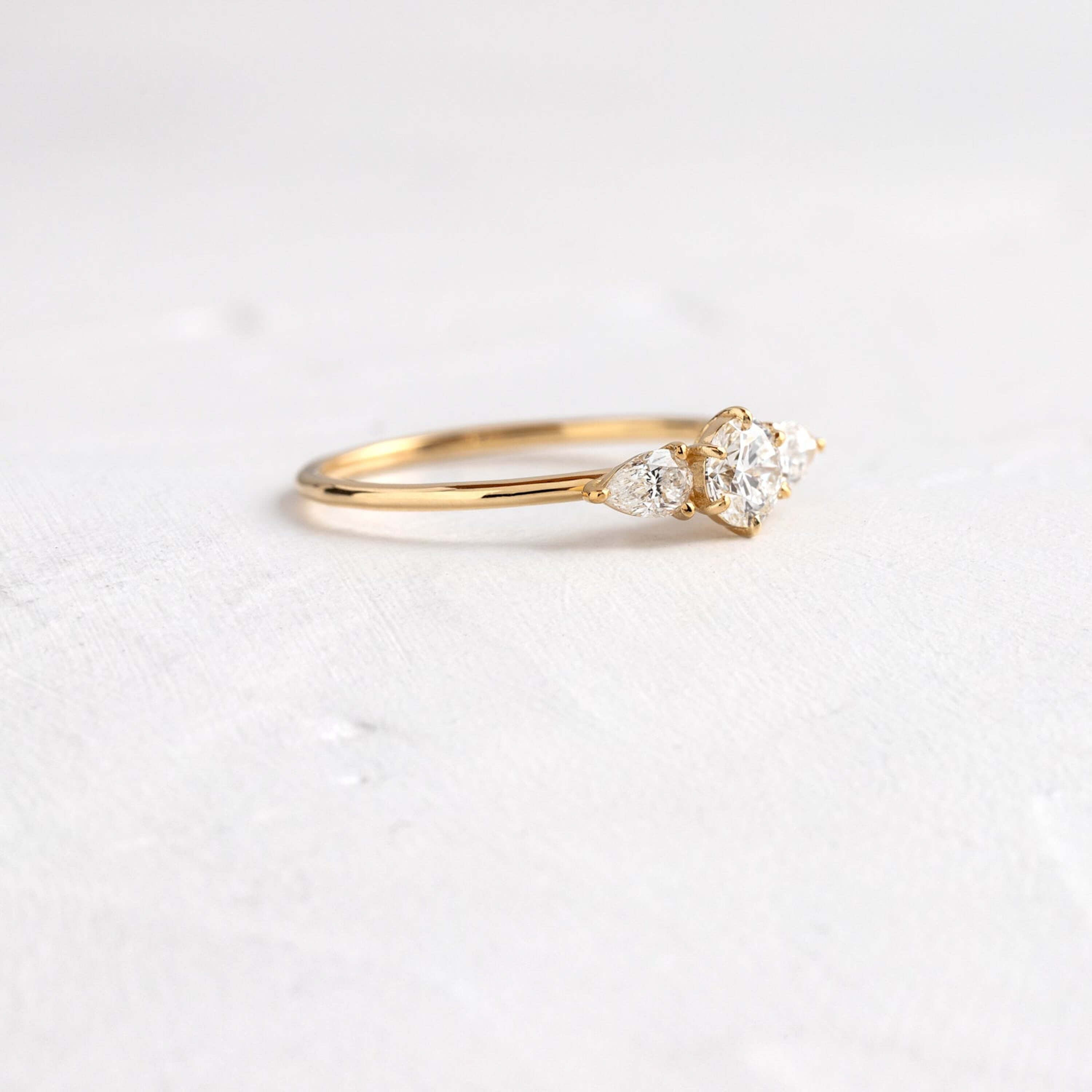 Diamond Tempo Ring, Round & Pear Cut Diamonds | Melanie Casey