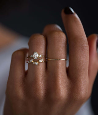 18K Rose Gold Stacked Vintage Style Diamond Engagement Ring