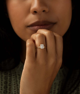 Emerald Cut Five Stone Halo Engagement Ring Mounting –  Firstpeoplesjewelers.com