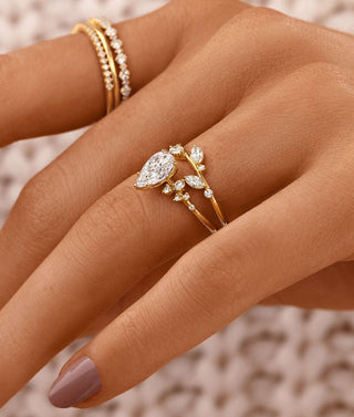 4.03 carat Pear Shape Lab Diamond Pave Prong Engagement Ring | Lauren B  Jewelry