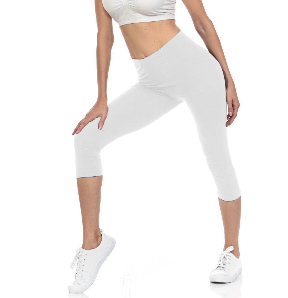 women's plus size white capri leggings